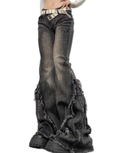 Raw Trim Splice Low Rise Flare Jeans